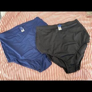 Swim suit briefs. Plus size 20. One black, one navy. High waist.